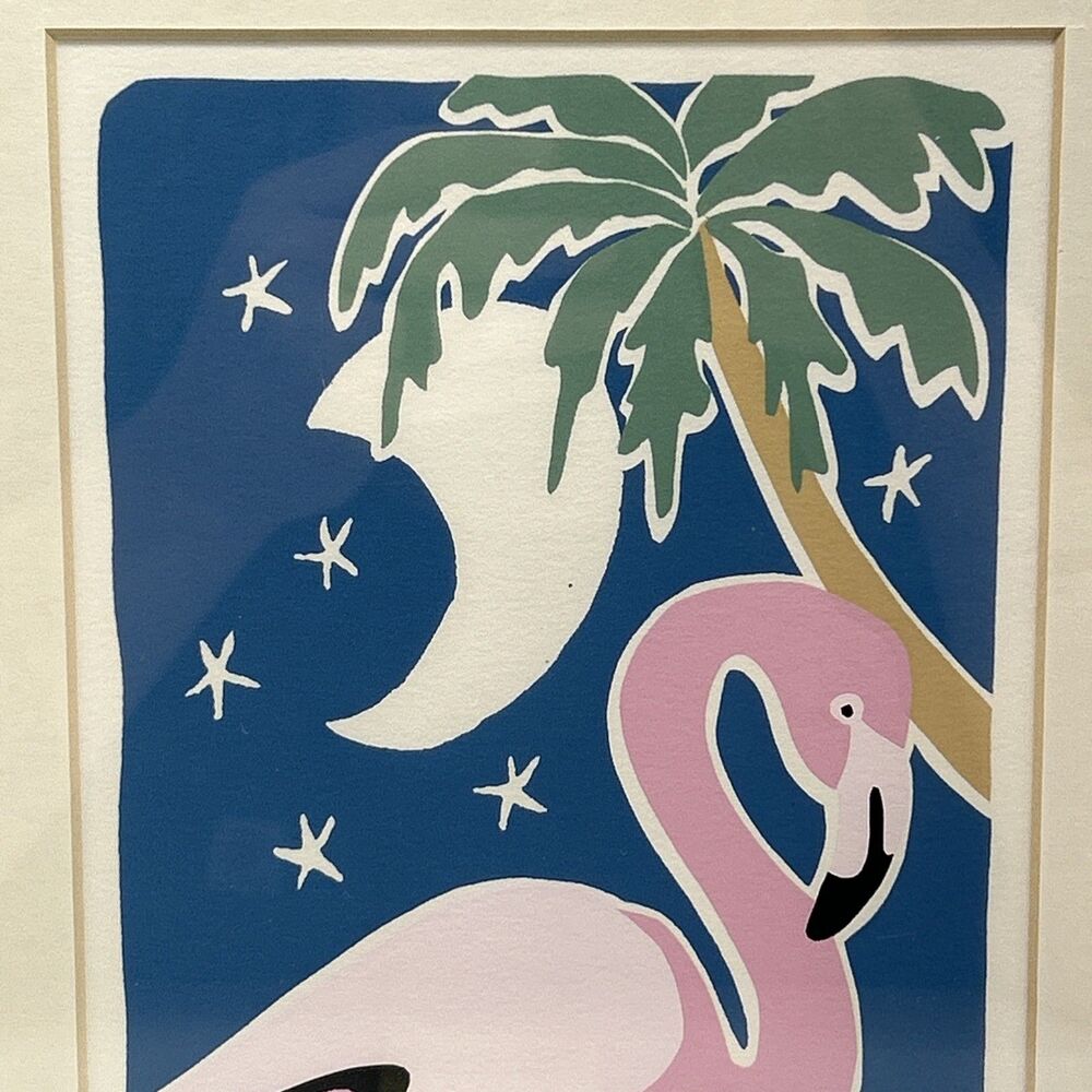 VTG Suzi McLeod Signed 11X14 Limited Edition Serigraph Moon Over Flamingo 2/100 - Picture 2 of 8